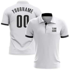 Custom White Black Performance Golf Polo Shirt